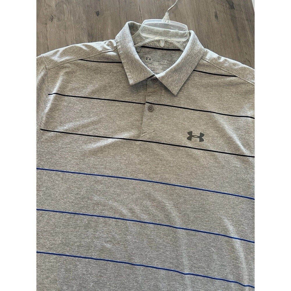 Under Armour Loose Heatgear Short Sleeve Polo Golf Shirt Men's Size L Gray